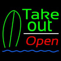 Green Take Out Bar Open Neonskylt
