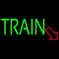 Green Train With Red Arrow Neonskylt