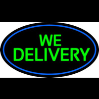 Green We Deliver Oval With Blue Border Neonskylt