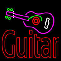 Guitar Logo In Turquoise Red Neonskylt