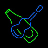 Guitar With Beer Bottle Neonskylt