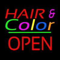 Hair And Color Block Open Green Line Neonskylt