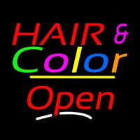Hair And Color Open Yellow Line Neonskylt