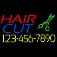 Hair Cut With Number And Scissor Neonskylt