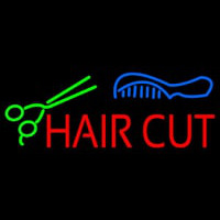 Hair Cut With Scissor And Comb Neonskylt