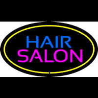 Hair Salon Oval Yellow Neonskylt