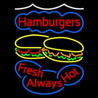 Hamburgers Fresh Always Hot Neonskylt