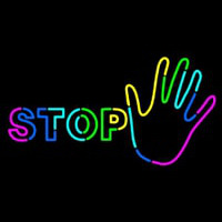 Hand With Stop Neonskylt