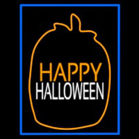 Happy Halloween With Blue Border Neonskylt