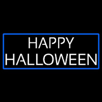 Happy Halloween With Blue Border Neonskylt