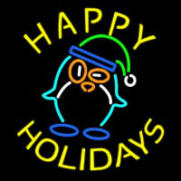 Happy Holidays With Snow Man Logo Neonskylt