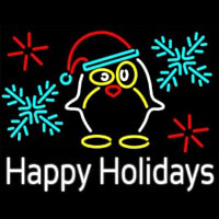 Happy Holidays With Snow Man Logo Neonskylt