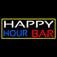 Happy Hour Bar With Yellow Border Neonskylt