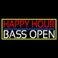 Happy Hour Bass Open With Yellow Border Neonskylt