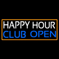 Happy Hour Club Open With Orange Border Neonskylt