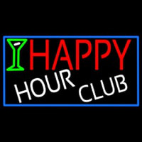 Happy Hour Club With Blue Border Neonskylt