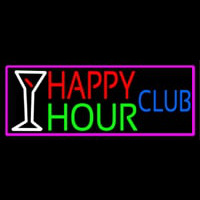Happy Hour Club With Pink Border Neonskylt