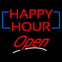 Happy Hour Cursive Open Neonskylt