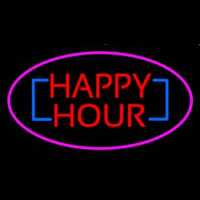 Happy Hour Oval Pink Neonskylt