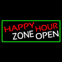 Happy Hour Zone Open With Green Border Neonskylt