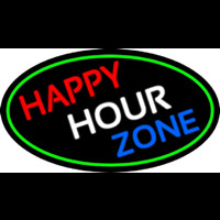 Happy Hour Zone Oval With Green Border Neonskylt
