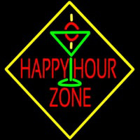 Happy Hour Zone With Martini Glass Neonskylt