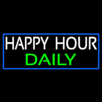 Happy Hours Daily With Blue Border Neonskylt