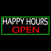 Happy Hours Open With Green Border Neonskylt