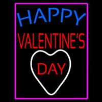 Happy Valentines Day With Pink Border Neonskylt