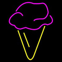 Hard Ice Cream In Pink With Yellow Cone Neonskylt