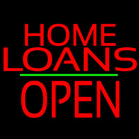 Home Loans Block Open Green Line Neonskylt