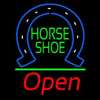 Horseshoe Open With Green Line Neonskylt