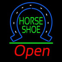 Horseshoe Open With Green Line Neonskylt