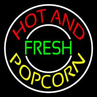 Hot And Fresh Popcorn With Border Neonskylt