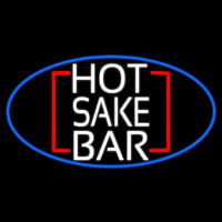 Hot Sake Bar Oval With Blue Border Neonskylt