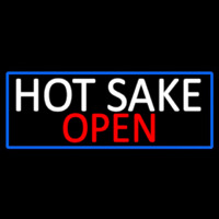 Hot Sake Open With Blue Border Neonskylt