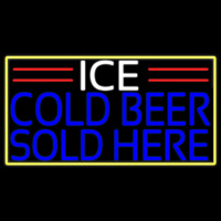 Ice Cold Beer Sold Here With Yellow Border Real Neon Glass Tube Neonskylt