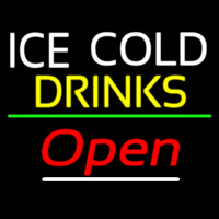 Ice Cold Drinks Open Neonskylt