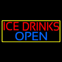 Ice Cold Drinks Red Open Neonskylt