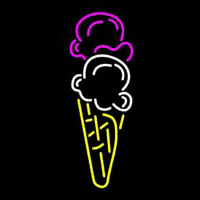 Ice Cream Cone Double Scoop Logo Neonskylt