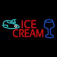 Ice Cream Glass N Fish Neonskylt