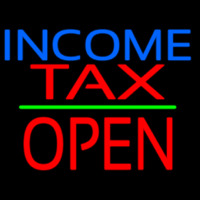 Income Ta  Block Open Green Line Neonskylt
