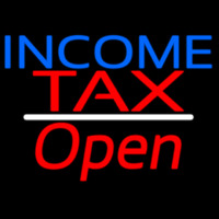Income Ta  Open White Line Neonskylt