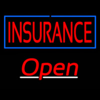 Insurance Blue Border Open Neonskylt