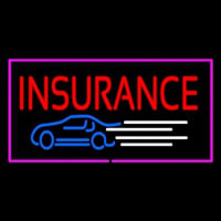 Insurance Car Logo Pink Border Neonskylt