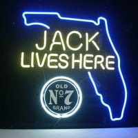 Jack Daniels Jack Lives Florida Whiskey Öl Bar Öppet Neonskylt