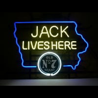 Jack Daniels Jack Lives Here IOWA Whiskey Neonskylt