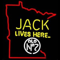 Jack Daniels Jack Lives here Minnesota Whiskey Neonskylt