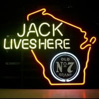 Jack Daniels Lives Here Whiskey Wisconsin Neon Öl Skylt