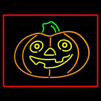 Jack O Lantern Pumkin With Red Border Neonskylt